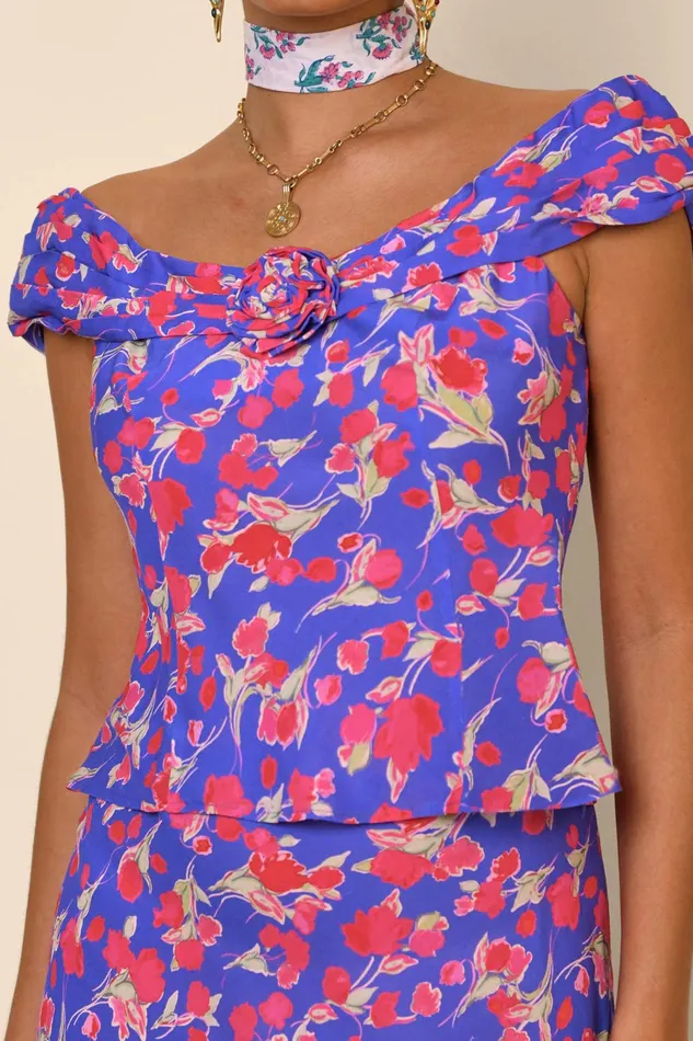 RIXO Tops Giuletta Fontainhas Floral Iris 8211 Women