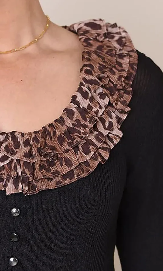 RIXO Tops Laurel Black Leopard Mix 8211 Women RIXO Tops Laurel Black Leopard Mix 8211 Women