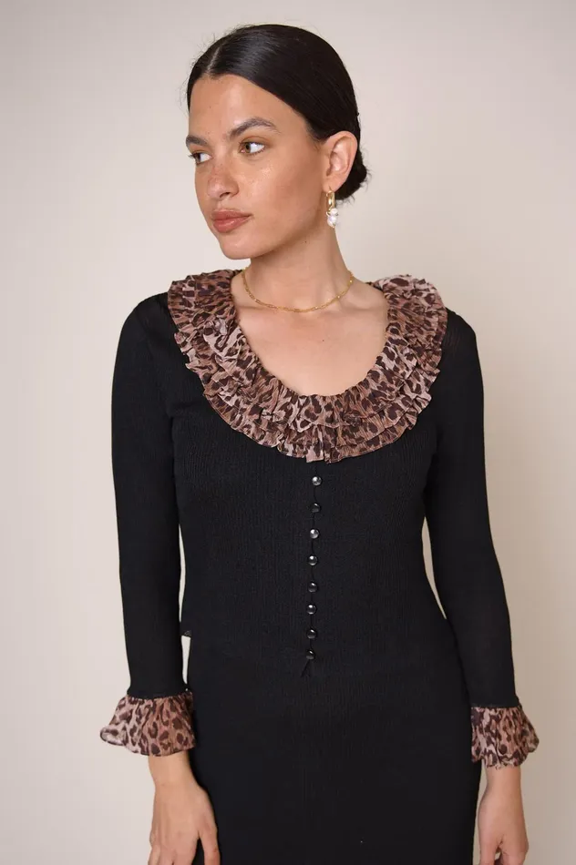 RIXO Tops Laurel Black Leopard Mix 8211 Women RIXO Tops Laurel Black Leopard Mix 8211 Women