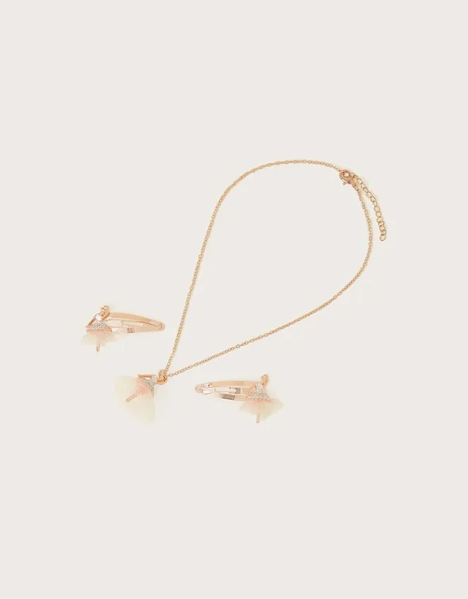 Rosa Ballerina Necklace And Hair Clip Set Children Monsoon Girls039 Jewellery