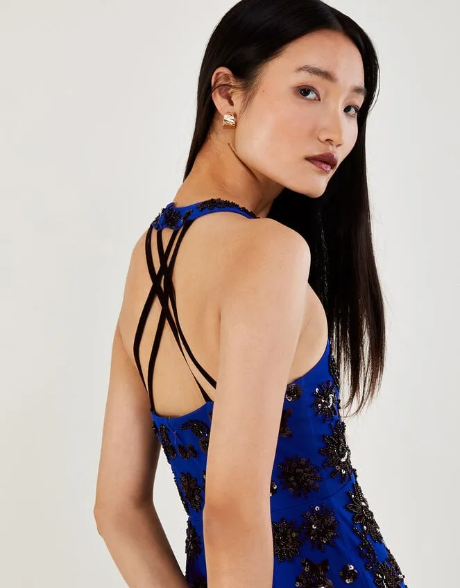 Rosa Sequin Maxi Dress In Recycled Polyester Blue Women Monsoon Occasionwear