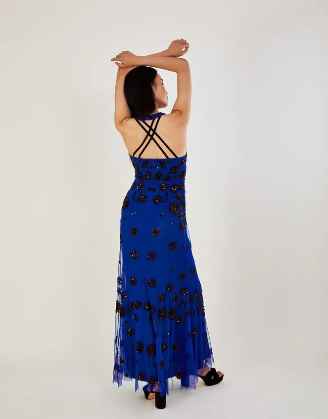 Rosa Sequin Maxi Dress In Recycled Polyester Blue Women Monsoon Occasionwear
