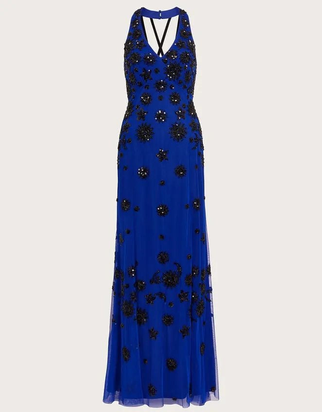 Rosa Sequin Maxi Dress In Recycled Polyester Blue Women Monsoon Occasionwear