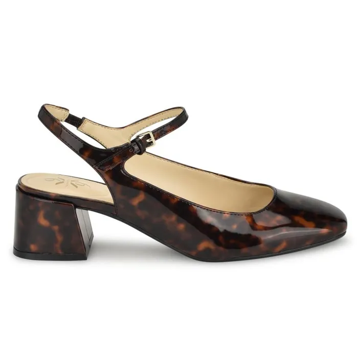 Roslin 92159 Block Heel Pumps Tortoise Patent Women Nine West Heels