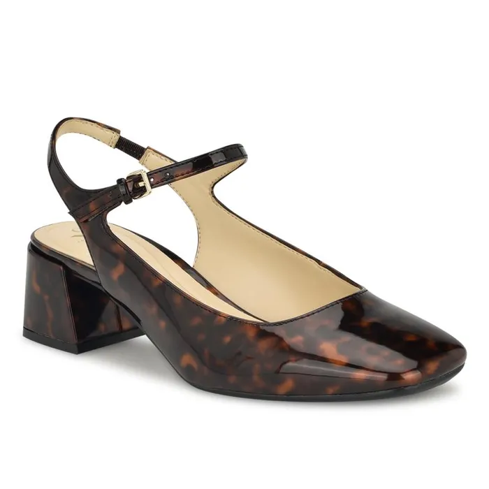 Roslin 92159 Block Heel Pumps Tortoise Patent Women Nine West Heels