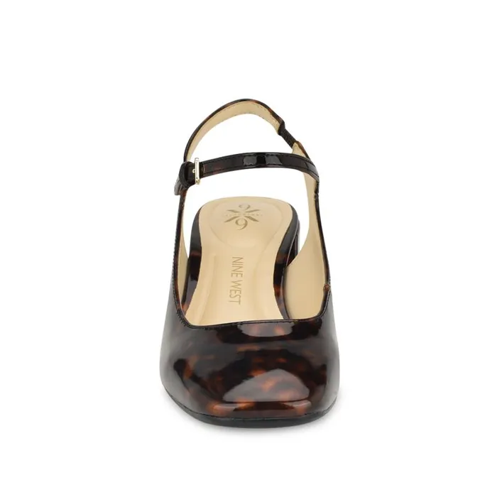 Roslin 92159 Block Heel Pumps Tortoise Patent Women Nine West Heels