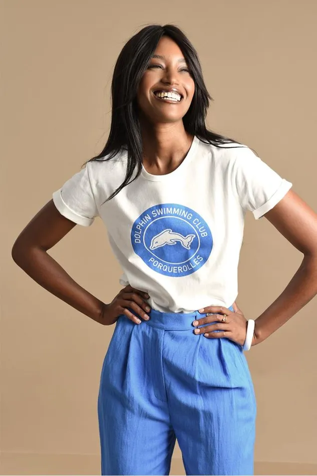 Round Neck Tee With Front Print WHITE Women Molly Bracken Tops