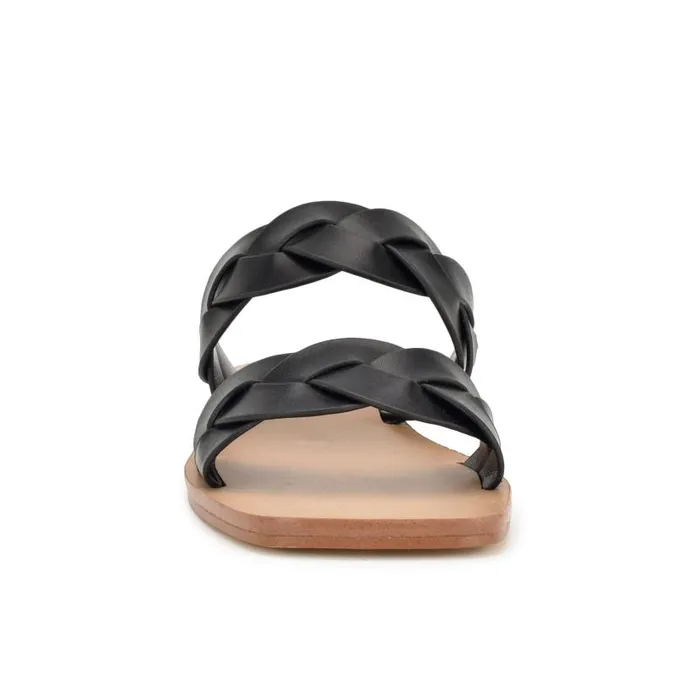 Royal Flat Slide Sandals Black Woven Women Nine West Sandals