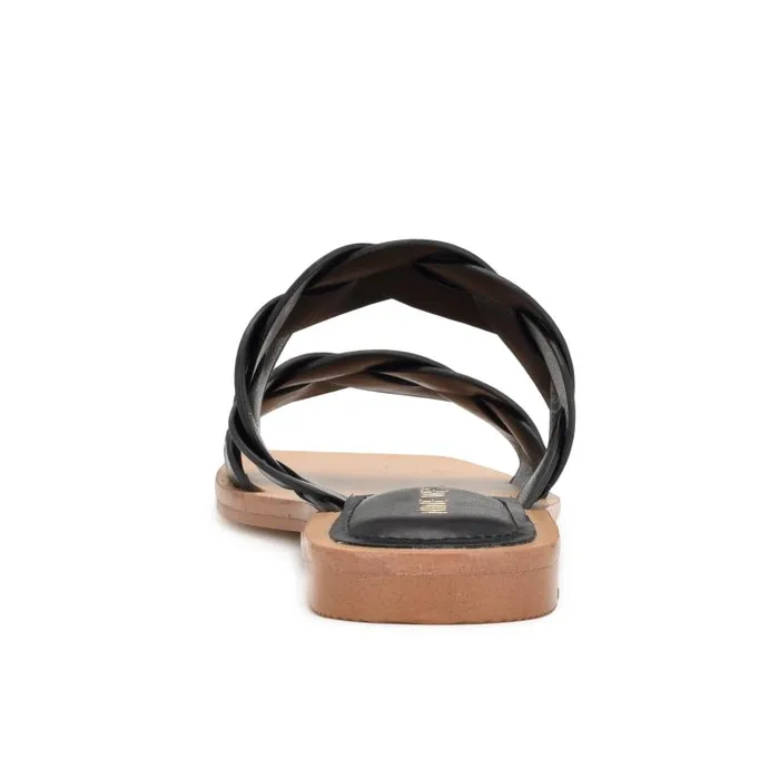 Royal Flat Slide Sandals Black Woven Women Nine West Sandals