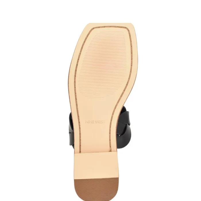 Royal Flat Slide Sandals Black Woven Women Nine West Sandals