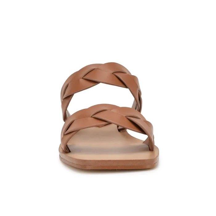 Royal Flat Slide Sandals Dark Natural Woven Women Nine West Sandals