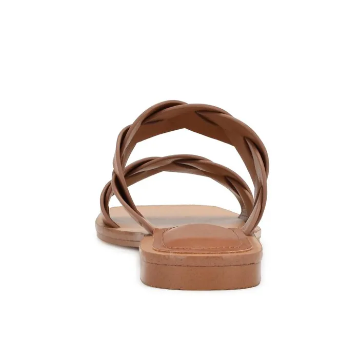Royal Flat Slide Sandals Dark Natural Woven Women Nine West Sandals