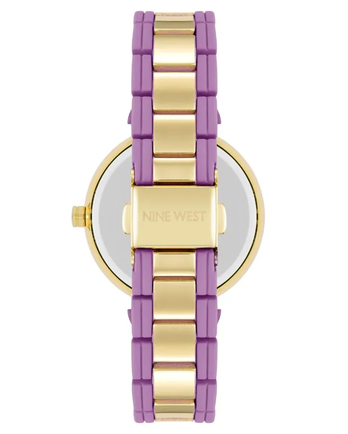 Rubberized And Metal Bracelet Watch Lavendergoldtone WomenMen Nine West Watches Rubberized And Metal Bracelet Watch Lavendergoldtone WomenMen Nine West Watches