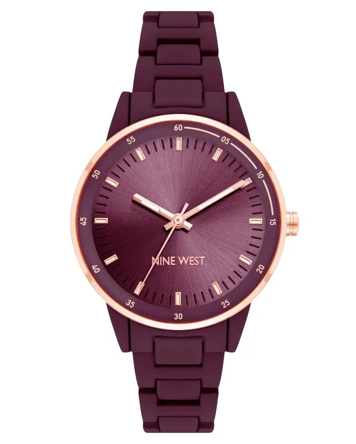 Rubberized Bracelet Watch Burgundy WomenMen Nine West Watches