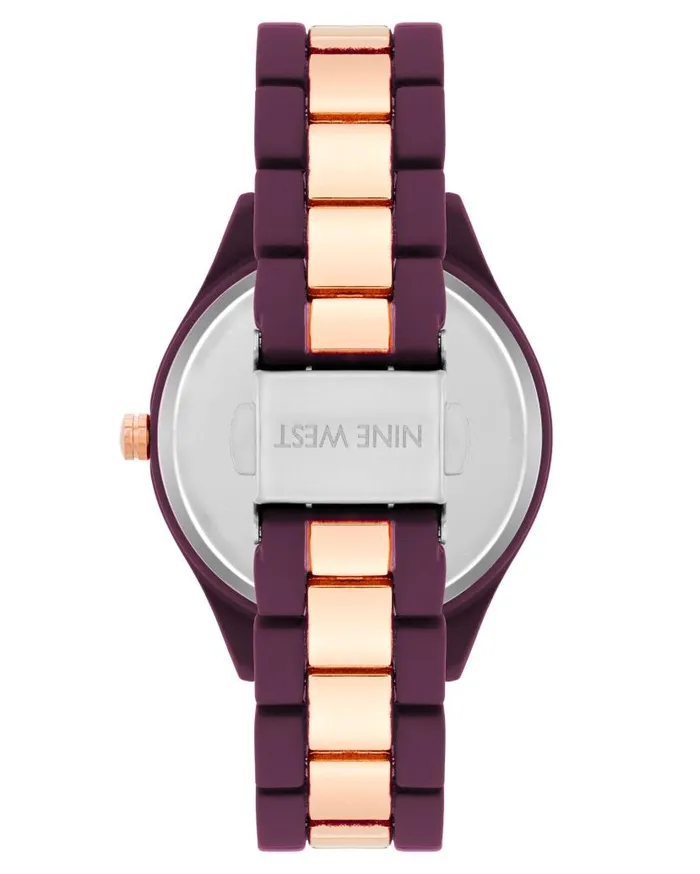 Rubberized Metal Bracelet Watch Burgundy WomenMen Nine West Watches