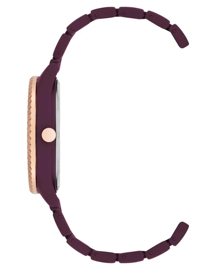 Rubberized Metal Bracelet Watch Burgundy WomenMen Nine West Watches
