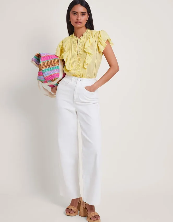 Rue Embroidered Ruffle Blouse Yellow Women Monsoon Tops and Blouses