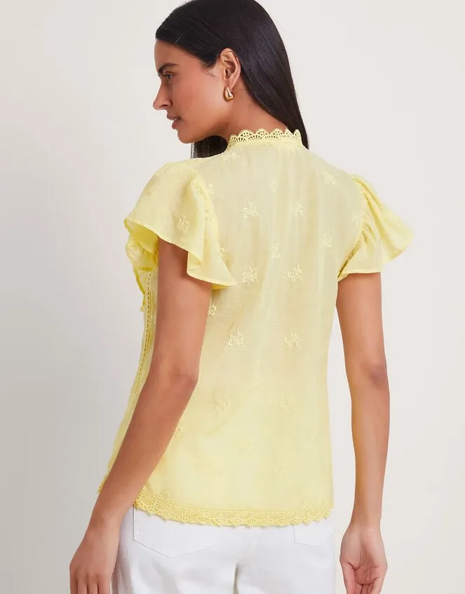 Rue Embroidered Ruffle Blouse Yellow Women Monsoon Tops and Blouses