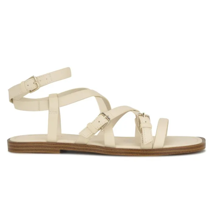 Rulen Flat Strappy Sandals Chic Cream Women Nine West Sandals