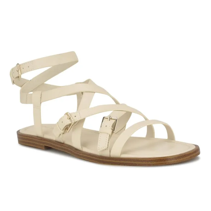 Rulen Flat Strappy Sandals Chic Cream Women Nine West Sandals