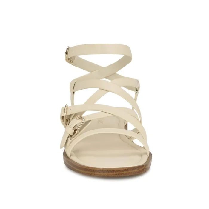 Rulen Flat Strappy Sandals Chic Cream Women Nine West Sandals