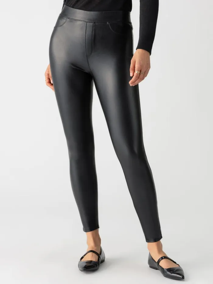 Runway Semi High Rise Legging Slick Black Women Sanctuary Clothing Pants