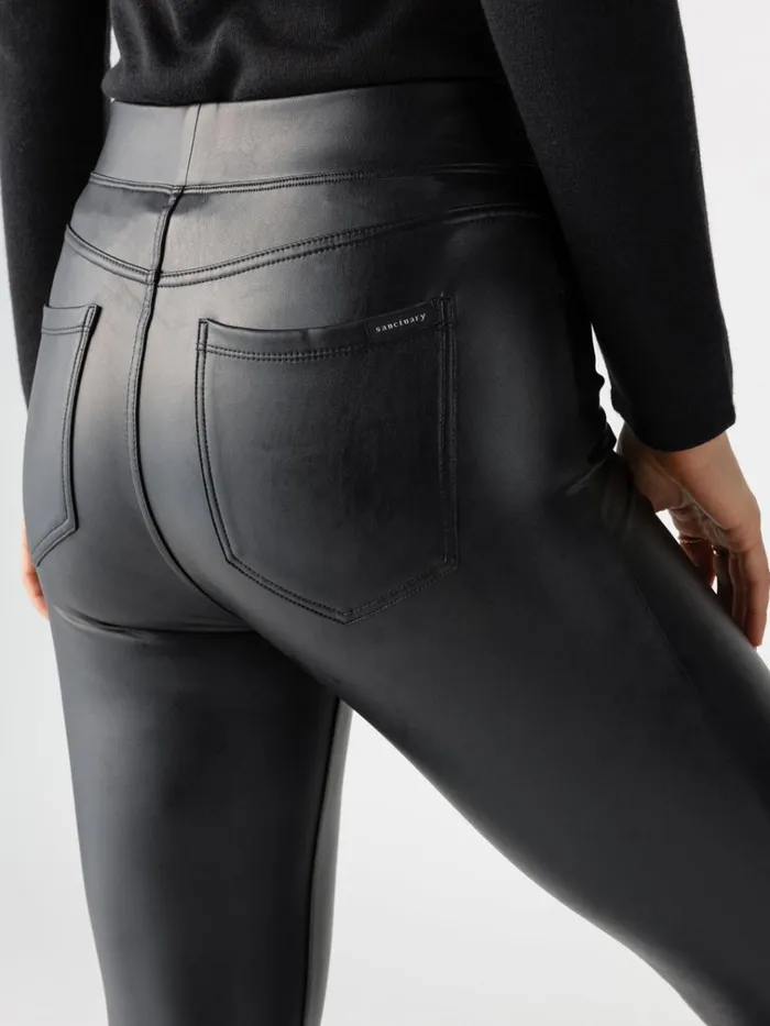 Runway Semi High Rise Legging Slick Black Women Sanctuary Clothing Pants