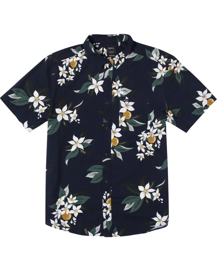 RVCA Flannels Flannels Anaheim Short Sleeve Shirt Navy Marine Myv