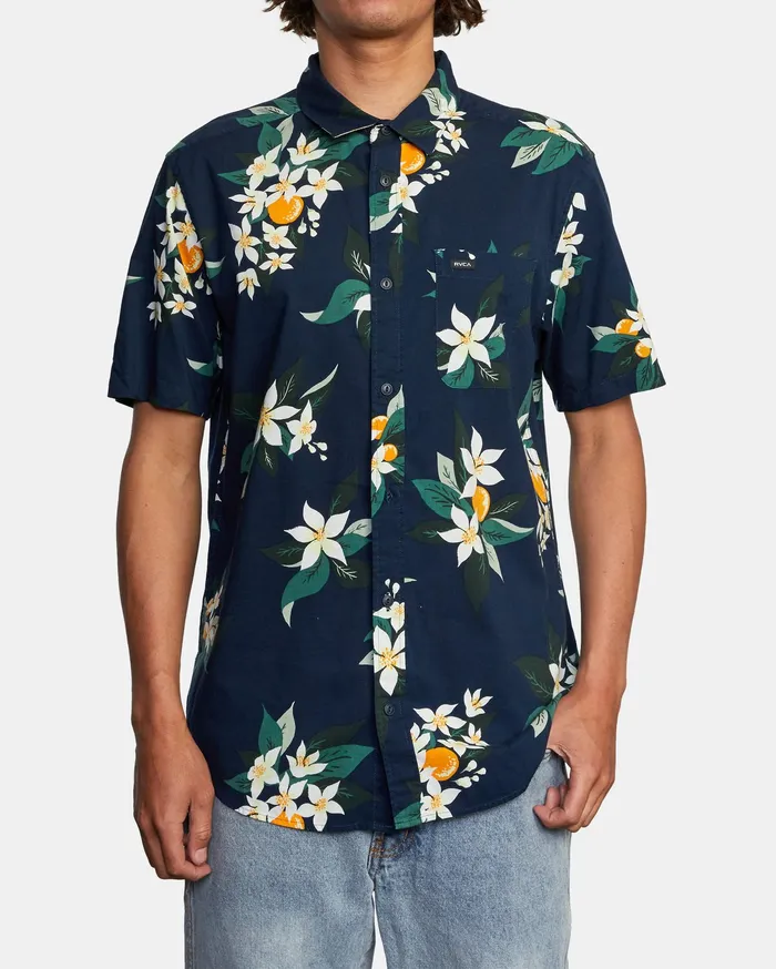 RVCA Flannels Flannels Anaheim Short Sleeve Shirt Navy Marine Myv