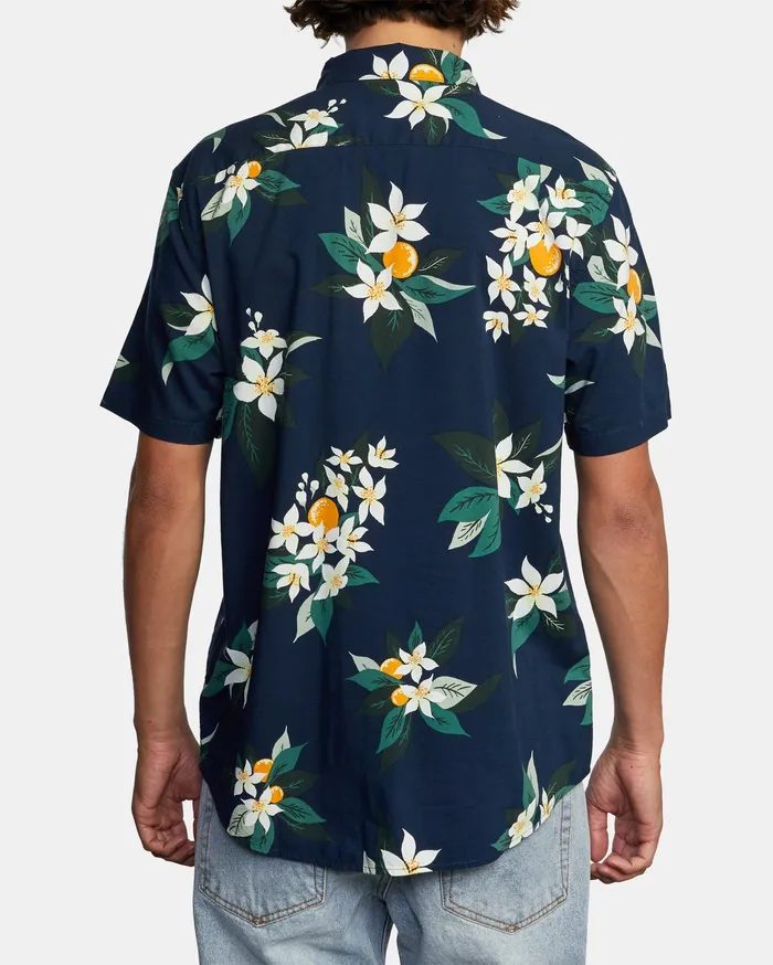 RVCA Flannels Flannels Anaheim Short Sleeve Shirt Navy Marine Myv