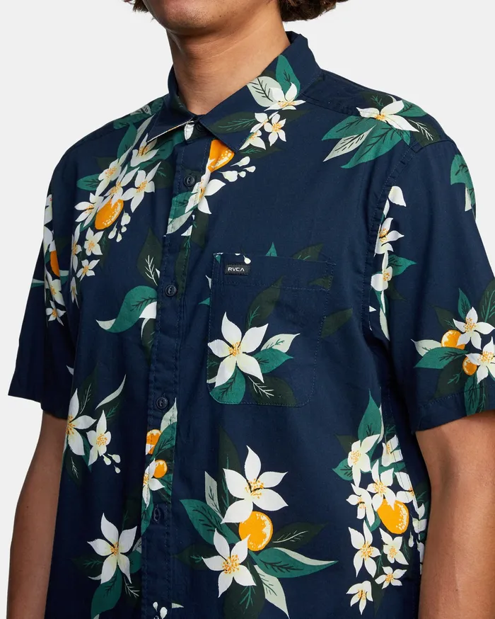 RVCA Flannels Flannels Anaheim Short Sleeve Shirt Navy Marine Myv