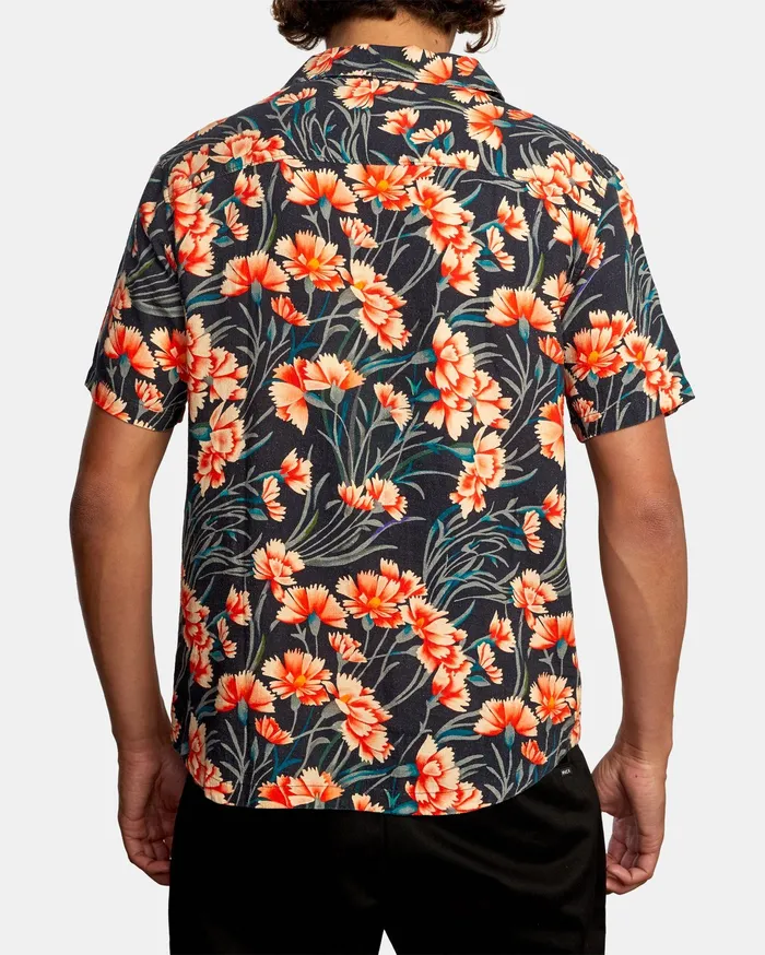 RVCA Flannels Flannels Beat Print Short Sleeve Shirt Navy Nvy