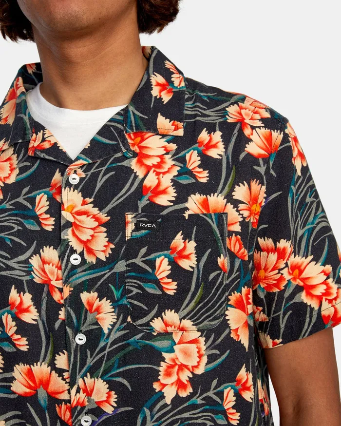 RVCA Flannels Flannels Beat Print Short Sleeve Shirt Navy Nvy