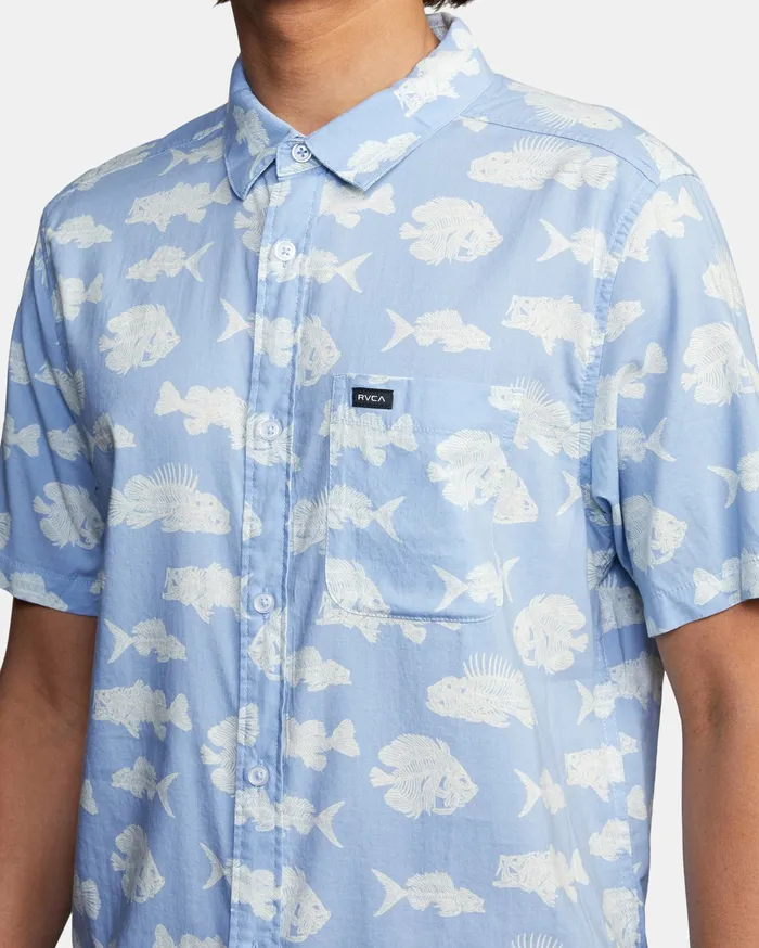 RVCA Flannels Flannels Ben Horton Dead Fish Short Sleeve Shirt Blue Blu