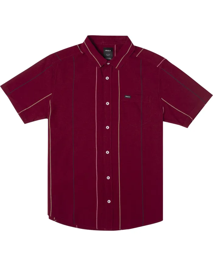 RVCA Flannels Flannels Cassidy Stripe Short Sleeve Shirt Cranberry Crn