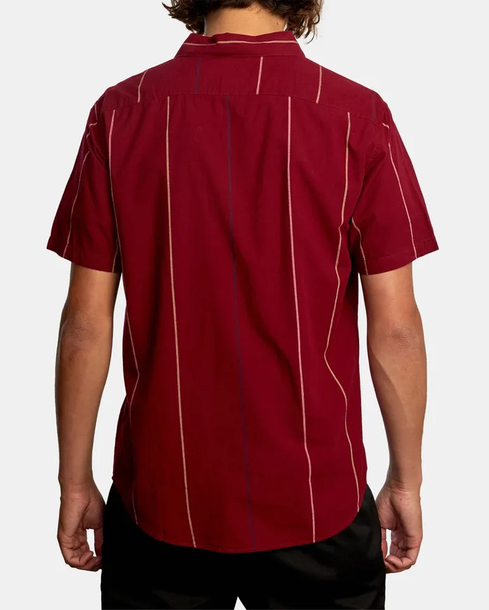 RVCA Flannels Flannels Cassidy Stripe Short Sleeve Shirt Cranberry Crn