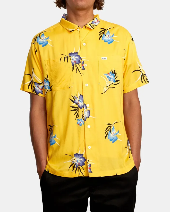 RVCA Flannels Flannels Cliffs Floral Short Sleeve Shirt Gold Gol