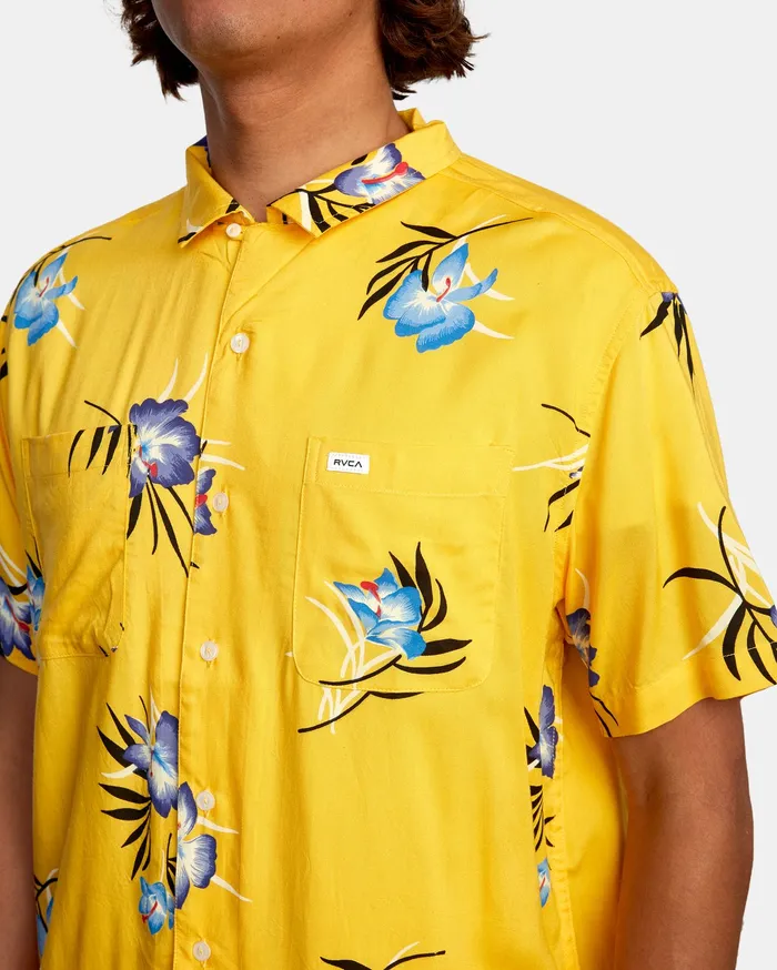 RVCA Flannels Flannels Cliffs Floral Short Sleeve Shirt Gold Gol
