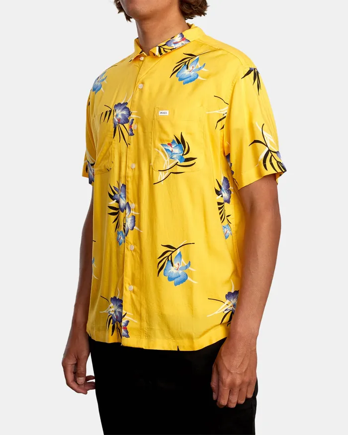 RVCA Flannels Flannels Cliffs Floral Short Sleeve Shirt Gold Gol