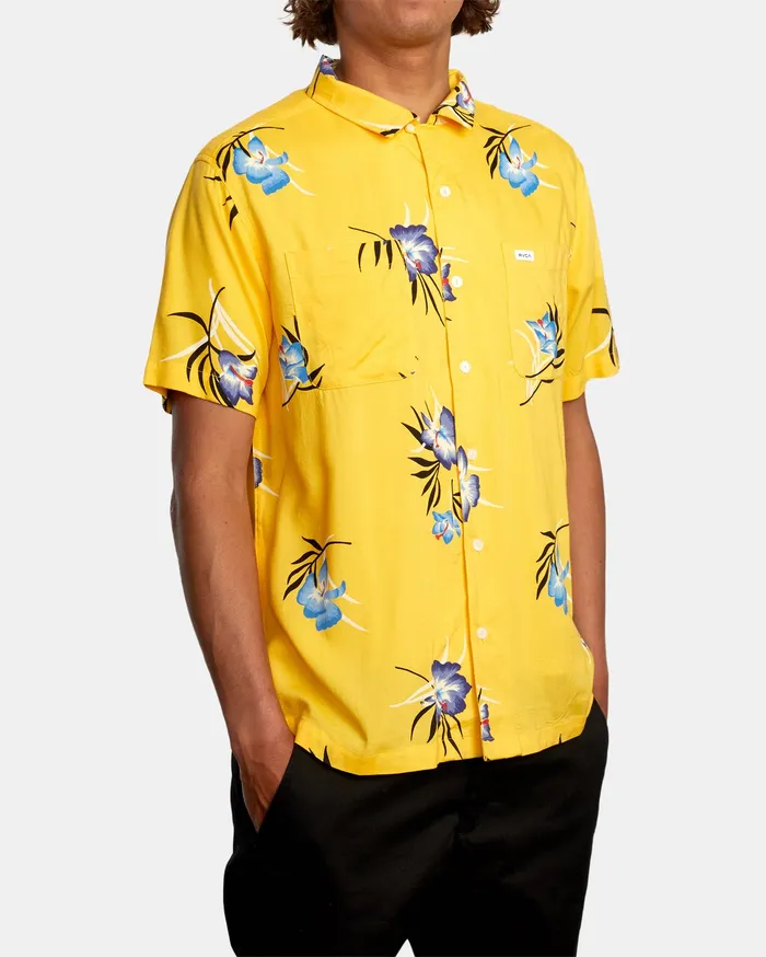 RVCA Flannels Flannels Cliffs Floral Short Sleeve Shirt Gold Gol