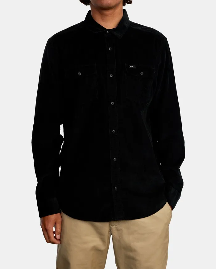 RVCA Flannels Flannels Freeman Cord Long Sleeve Shirt Black Blk