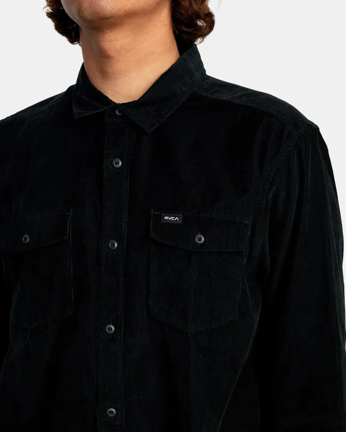 RVCA Flannels Flannels Freeman Cord Long Sleeve Shirt Black Blk