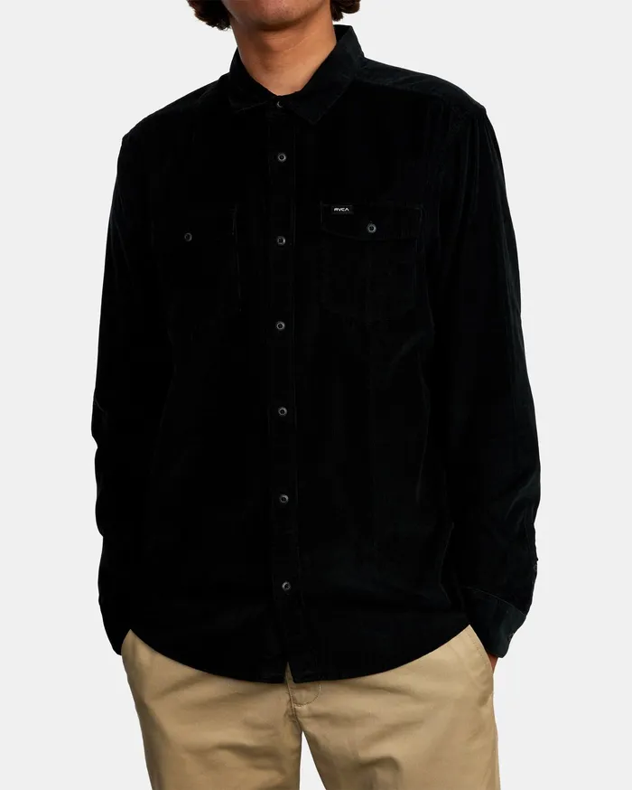 RVCA Flannels Flannels Freeman Cord Long Sleeve Shirt Black Blk