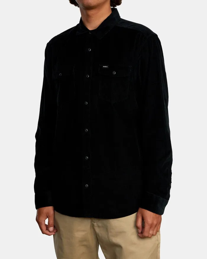 RVCA Flannels Flannels Freeman Cord Long Sleeve Shirt Black Blk