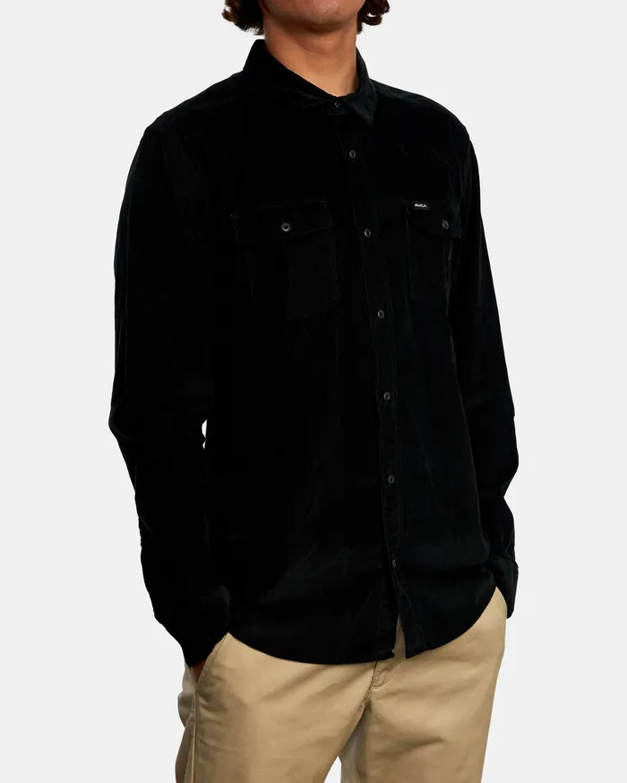 RVCA Flannels Flannels Freeman Cord Long Sleeve Shirt Black Blk