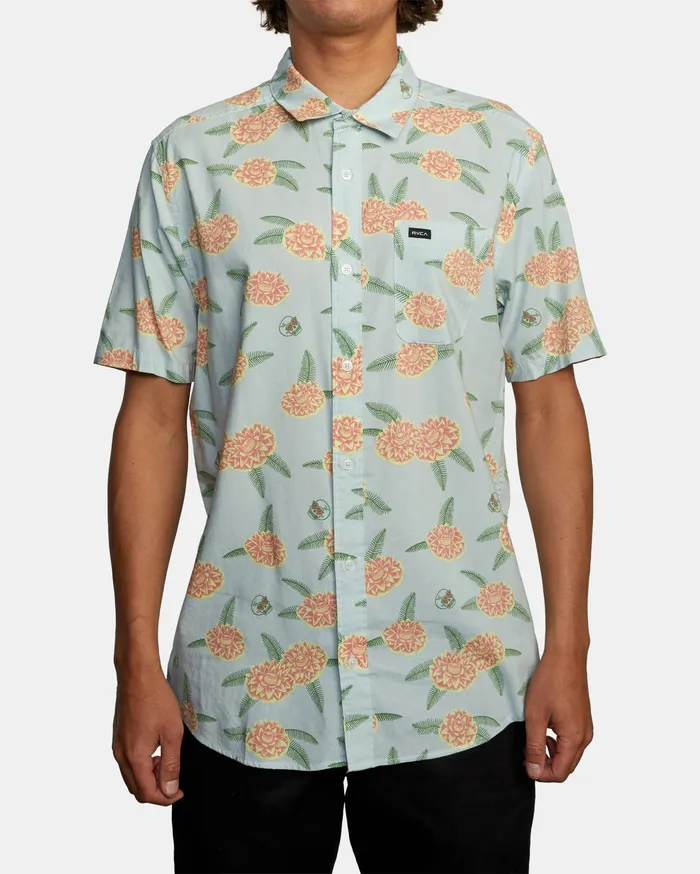 RVCA Flannels Flannels Luke P Floral Short Sleeve Shirt Green Tea Gnt