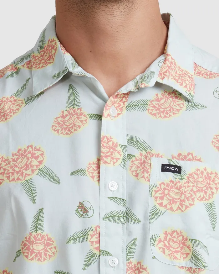 RVCA Flannels Flannels Luke P Floral Short Sleeve Shirt Green Tea Gnt