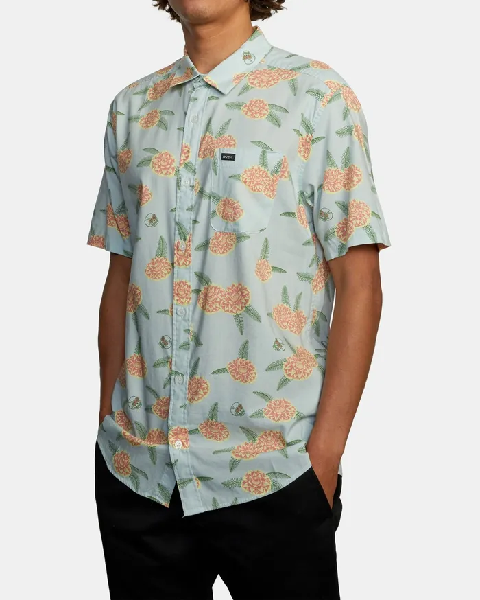 RVCA Flannels Flannels Luke P Floral Short Sleeve Shirt Green Tea Gnt