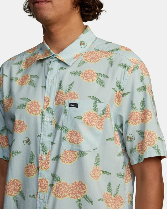 RVCA Flannels Flannels Luke P Floral Short Sleeve Shirt Green Tea Gnt