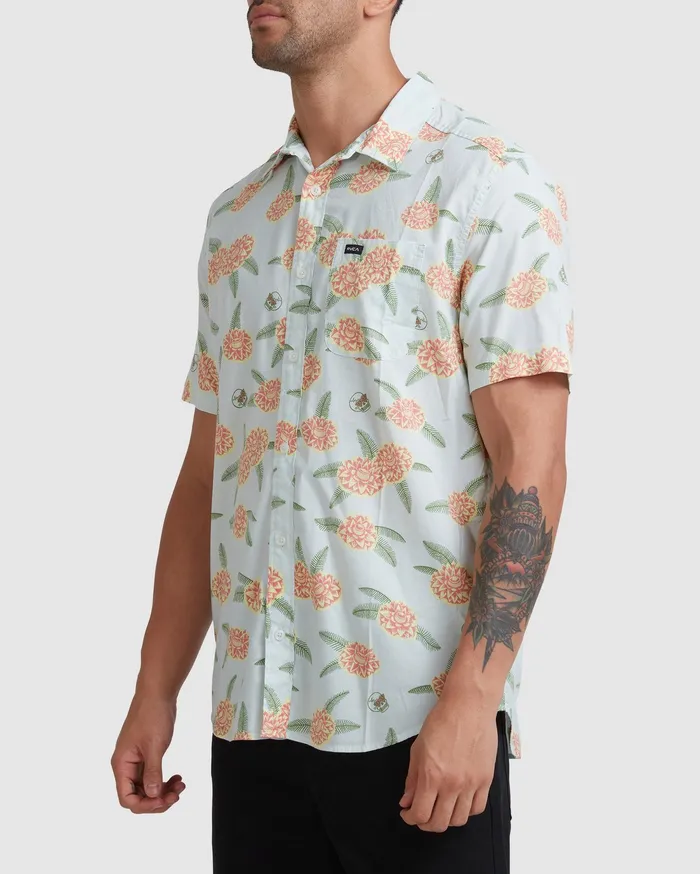 RVCA Flannels Flannels Luke P Floral Short Sleeve Shirt Green Tea Gnt